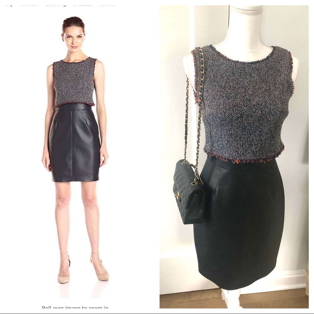🥂 Bailey 44 Tweed and Faux Leather Dress